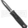 Rumble Black D/A OTF Auto Knife, RWB Skull - Dagger 2 Tone Plain -Grindworx Rumble Black DA OTF Auto RWB Skull Dagger TT GX 38193 jr large