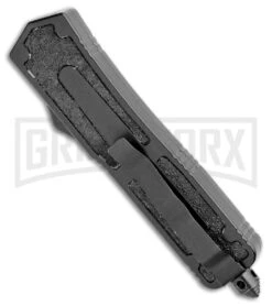 Rumble Black D/A OTF Automatic Knife - S/E Drop Point Two Tone Plain 9 Rumble Black D/A OTF Automatic Knife - S/E Drop Point Two Tone Plain -Grindworx Rumble Black DA OTF Auto SE DP TT Plain GX 34097 jr side large