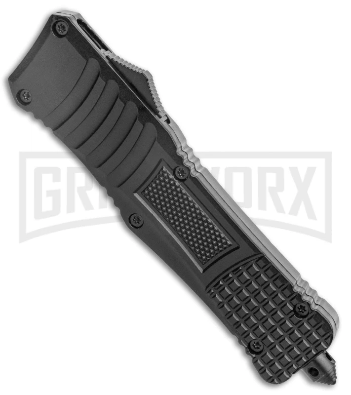 Rumble Black D/A OTF Automatic Knife - 2 Tone Clip Point With Partial Saw Back 4 Rumble Black D/A OTF Automatic Knife - 2 Tone Clip Point With Partial Saw Back - Image 2