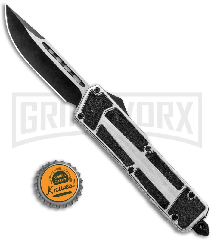 Rumble Silver D/A OTF Automatic Knife - S/E Drop Point Two Tone Plain 7 Rumble Silver D/A OTF Automatic Knife - S/E Drop Point Two Tone Plain - Image 5