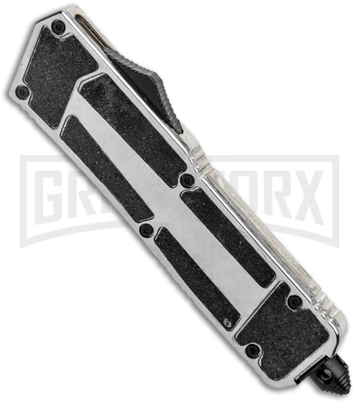 Rumble Silver D/A OTF Automatic Knife - S/E Drop Point Two Tone Plain 4 Rumble Silver D/A OTF Automatic Knife - S/E Drop Point Two Tone Plain - Image 2