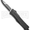 Switchblade Systems Vio Black D/A OTF Automatic Knife - Two Tone Plain -Grindworx Rumble Slim Black DA OTF Auto CP TT Sawback GX 38211 jr large