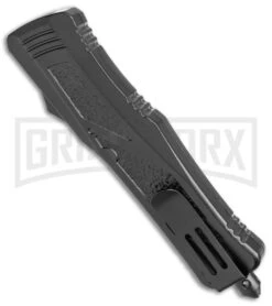 Switchblade Systems Vio Black D/A OTF Automatic Knife - Two Tone Plain -Grindworx Rumble Slim Black DA OTF Auto CP TT Sawback GX 38211 jr side large