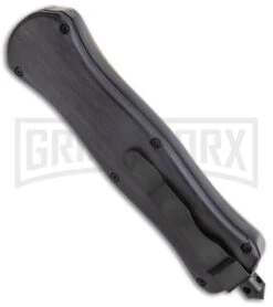 SKM Casket Wood Automatic OTF Dagger Knife - Two Tone Plain -Grindworx SKM Casket G 10 Auto OTF Dagger Black TT Black Satin BHQ 141105 jr side large