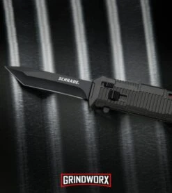 Schrade SCHOTF8TB Viper OTF Black Aluminum Assisted Knife - Tanto Black Plain 9 Schrade SCHOTF8TB Viper OTF Black Aluminum Assisted Knife - Tanto Black Plain -Grindworx Schrade Viper Tanto OTF Black Black SCHOTF8TB BHQ 27950 jr lifestyle large