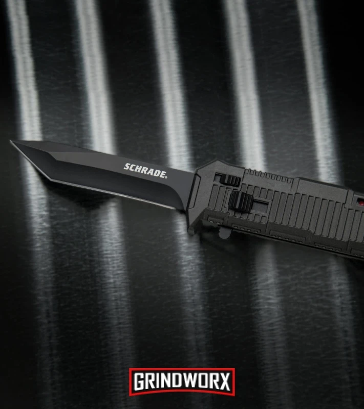 Schrade SCHOTF8TB Viper OTF Black Aluminum Assisted Knife - Tanto Black Plain 6 Schrade SCHOTF8TB Viper OTF Black Aluminum Assisted Knife - Tanto Black Plain - Image 4