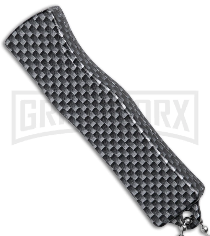 Skull Mini Dog Tag Gray Black Carbon Fiber D/A OTF Automatic Knife - Satin Plain 5 Skull Mini Dog Tag Gray Black Carbon Fiber D/A OTF Automatic Knife - Satin Plain - Image 3