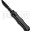 Smith & Wesson Spring Assisted Finger Actuator Tanto OTF Knife - Black Serr -Grindworx Smith Wesson OTF Assist Finger Actuator Tanto Black Serr SWOTF9TBS BHQ 67474 jr large