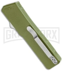 Thunder Green D/A OTF Automatic Knife - Satin Serrated -Grindworx Thunder Green DA OTF Auto SAtin Serr GX 34378 jr side large