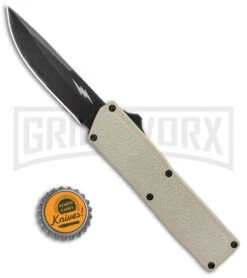 Thunder Tan D/A OTF Automatic Knife - Black Plain -Grindworx Thunder Tan DA OTF Auto Black GX 34204 jr bottlecap large