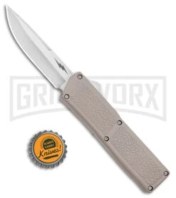 Thunder Tan D/A OTF Automatic Knife - Satin Plain -Grindworx Thunder Tan DA OTF Auto Satin GX 34187 jr bottlecap large