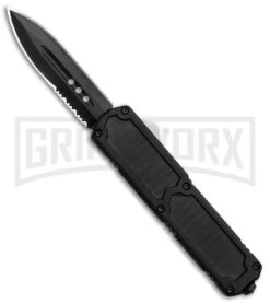 Titan Black D/A OTF Automatic Knife - Carbon Fiber Inlay - Dagger Black Serr