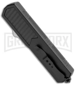 Titan Black D/A OTF Sim Carbon Fiber Automatic Knife - Dagger Black Plain -Grindworx Titan Black DA OTF Sim CF Auto Dagger Black GX 34299 jr side large