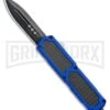 Titan Blue D/A OTF Sim Carbon Fiber Automatic Knife - Dagger Black Plain -Grindworx Titan Blue DA OTF Sim CF Auto Dagger Black GX 34100 jr large
