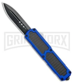 Titan Blue D/A OTF Sim Carbon Fiber Automatic Knife - Dagger Black Plain