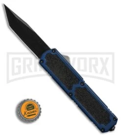 Titan Blue D/A OTF Automatic Knife - Tanto Black Plain -Grindworx Titan Blue DA Tanto black plain BP 25700 er bottlecap large