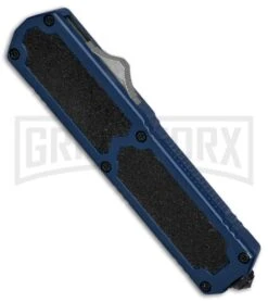 Titan Blue D/A OTF Automatic Knife - Tanto Black Plain -Grindworx Titan Blue DA Tanto black plain BP 25700 er spine large