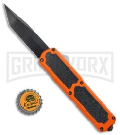 Titan Orange D/A OTF Automatic Knife - Tanto Black -Grindworx Titan DA OTF Orange Tanto Black BP 22652 jr bottlecap large
