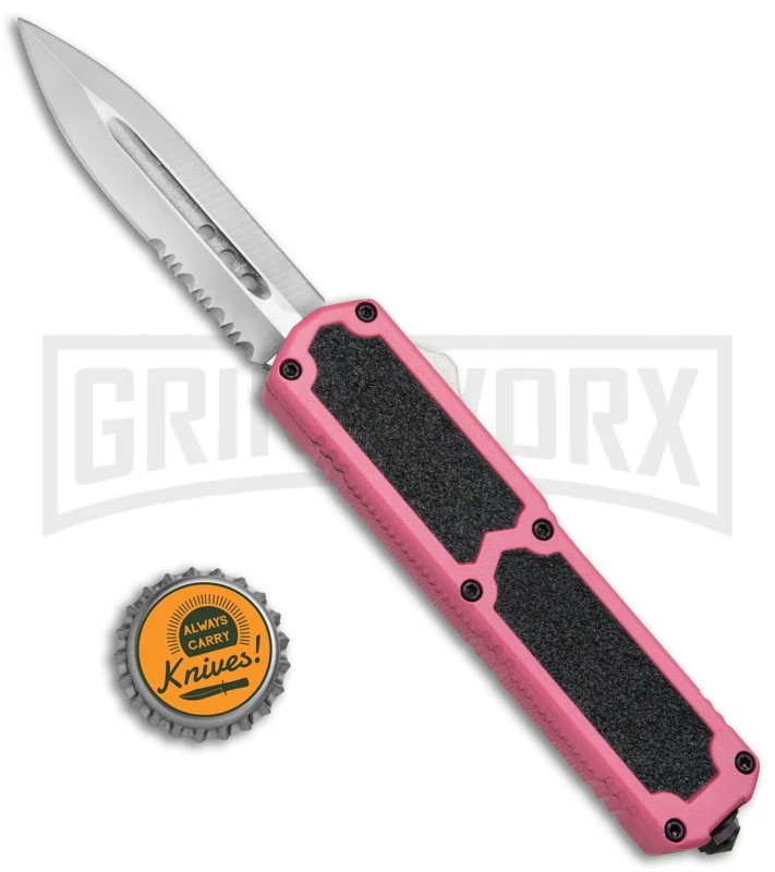 Titan Pink D/A OTF Automatic Knife - Dagger Satin Serrated 6 Titan Pink D/A OTF Automatic Knife - Dagger Satin Serrated - Image 4