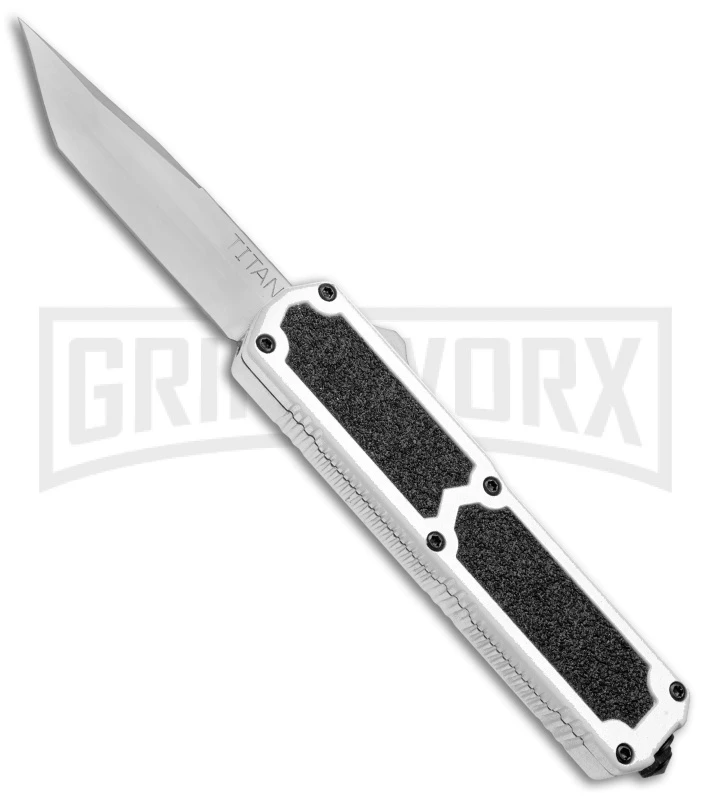 Titan White D/A OTF Automatic Knife - Tanto Satin 4TH18 3 Titan White D/A OTF Automatic Knife - Tanto Satin 4TH18