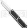 Titan Gray D/A OTF Automatic Knife - Tanto Satin Serrated -Grindworx Titan Gray DA OTF Auto Tanto Satin Serr GX 36399 jr large
