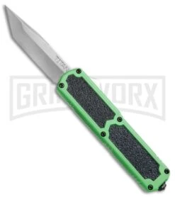 Titan Green D/A OTF Automatic Knife - Tanto Satin Plain