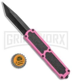Titan Pink D/A OTF Automatic Knife - Tanto Black Plain 9 Titan Pink D/A OTF Automatic Knife - Tanto Black Plain -Grindworx Titan Pink DA OTF Auto Tanto Black GX 36383 jr bottlecap large