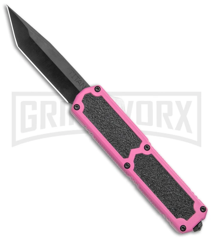 Titan Pink D/A OTF Automatic Knife - Tanto Black Plain 3 Titan Pink D/A OTF Automatic Knife - Tanto Black Plain