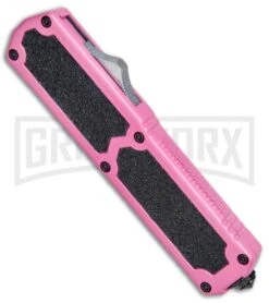 Titan Pink D/A OTF Automatic Knife - Tanto Satin Plain -Grindworx Titan Pink DA OTF Auto Tanto Satin Plain BP 24616 jr spine large