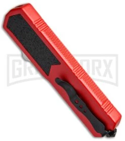 Titan Red D/A OTF Automatic Knife - Dagger Black Serr -Grindworx Titan Red Dagger Black BP 6126 jr side large