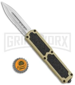 Titan Tan D/A OTF Automatic Knife - Dagger Satin Ser 9 Titan Tan D/A OTF Automatic Knife - Dagger Satin Ser -Grindworx Titan Tan DA OTF Auto Dagger Satin Serr GX 5336 jr bottlecap large