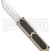 Titan Tan D/A OTF Automatic Knife - Tanto Satin Serrated 2 Titan Tan D/A OTF Automatic Knife - Tanto Satin Serrated -Grindworx Titan Tan DA OTF Auto Tanto Satin Serr GX 36377 jr large
