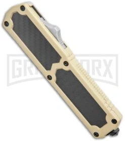 Titan Tan D/A OTF Sim Carbon Fiber Automatic Knife - Dagger Black -Grindworx Titan Tan DA OTF Sim CF Auto Dagger GX 36439 jr spine large