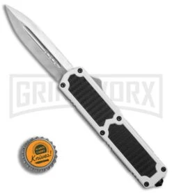 Titan White D/A OTF Sim Carbon Fiber Automatic Knife - Dagger Satin Plain 9 Titan White D/A OTF Sim Carbon Fiber Automatic Knife - Dagger Satin Plain -Grindworx Titan White DA Sim CF dagger satin plain BP 25635 er bottlecap 2 large