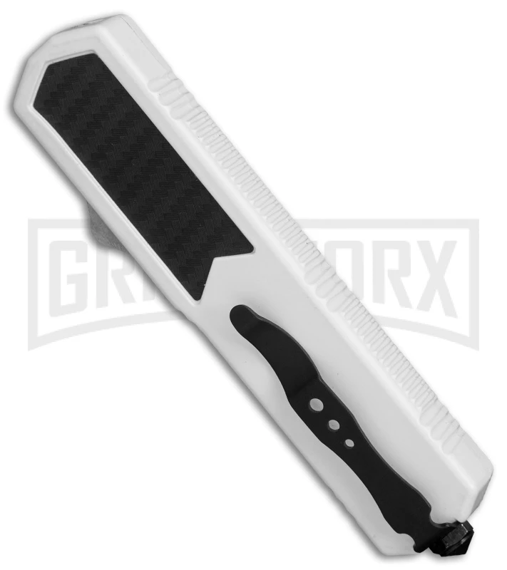 Titan White D/A OTF Sim Carbon Fiber Automatic Knife - Dagger Satin Plain 4 Titan White D/A OTF Sim Carbon Fiber Automatic Knife - Dagger Satin Plain - Image 2