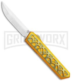 Vespa Knives Dark Star OTF Orange W/Gold Titanium Inlays - Satin Plain M390