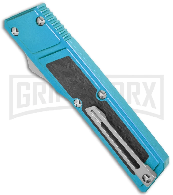 Vespa Knives Ripper Blue/ CF Inlay OTF Japanesse Tanto Knife - Satin 5 Vespa Knives Ripper Blue/ CF Inlay OTF Japanesse Tanto Knife - Satin - Image 3