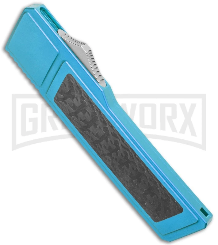 Vespa Knives Ripper Blue/ CF Inlay OTF Japanesse Tanto Knife - Satin 4 Vespa Knives Ripper Blue/ CF Inlay OTF Japanesse Tanto Knife - Satin - Image 2