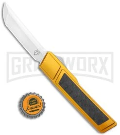 Vespa Knives Ripper Gold/ CF Inlay OTF Japanese Tanto Knife - Satin -Grindworx Vespa Knives Ripper Gold CF Inlay OTF Japanese Tanto Satin GX 36792 jr bottlecap large