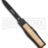 AKC Gravit-E Black/Wood Manual OTF Knife - Black Plain 1 AKC Gravit-E Black/Wood Manual OTF Knife - Black Plain -Grindworx akc black natural black large