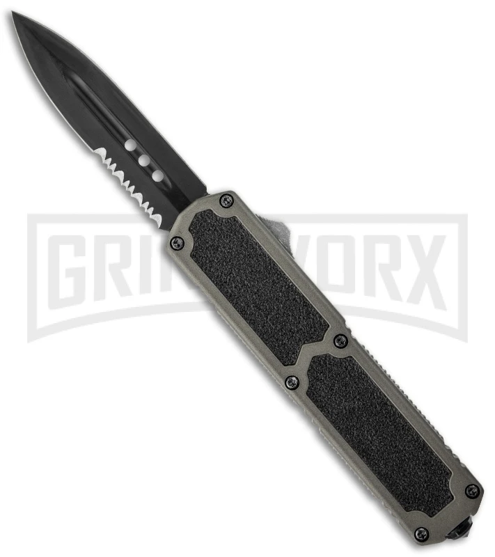 Titan Gray D/A OTF Automatic Knife - Dagger Black Serr 3 Titan Gray D/A OTF Automatic Knife - Dagger Black Serr