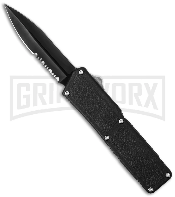 Lightning Black D/A OTF Automatic Knife - Black Dagger Serr 3 Lightning Black D/A OTF Automatic Knife - Black Dagger Serr