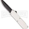 Lightning White D/A OTF Automatic Knife - Black Serr 1 Lightning White D/A OTF Automatic Knife - Black Serr -Grindworx lightning black white serr large