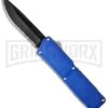 Lightning Blue D/A OTF Automatic Knife - Black Serr -Grindworx lightning blue black serr cm large