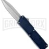 Lightning Blue D/A OTF Automatic Knife - Satin Dagger Plain 1 Lightning Blue D/A OTF Automatic Knife - Satin Dagger Plain -Grindworx lightning blue satin dagger plain cm large