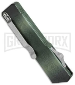 Lightning Camo D/A OTF Automatic Knife - Satin Dagger Serr -Grindworx lightning camo dagger serr side cm large