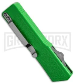 Lightning Zombie Green D/A OTF Automatic Knife - Black Dagger Serr -Grindworx lightning green black dagger serr side cm large