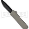 Lightning Gray D/A OTF Automatic Knife - Black Serr -Grindworx lightning grey black serr large