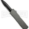Lightning Gray D/A OTF Automatic Knife - Black Dagger Serr 1 Lightning Gray D/A OTF Automatic Knife - Black Dagger Serr -Grindworx lightning grey dagger black serr dl large