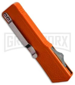 Lightning Orange D/A OTF Automatic Knife - Black Dagger Serr 6 Lightning Orange D/A OTF Automatic Knife - Black Dagger Serr -Grindworx lightning orange black dagger serr side cm large